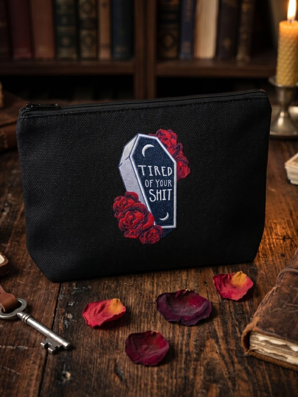 3/$20 NIP |  Coffin Tired of Your Sarcastic Canvas Zipper Cosmetic Makeup Bag